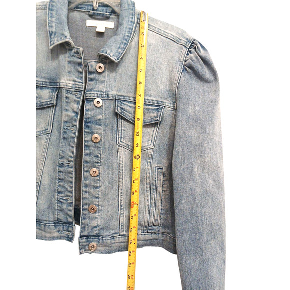 Chelsea & Violet Denim Jacket Women's Sz XL Buttons Puff Shoulder Dillard's $150 - Picture 11 of 16